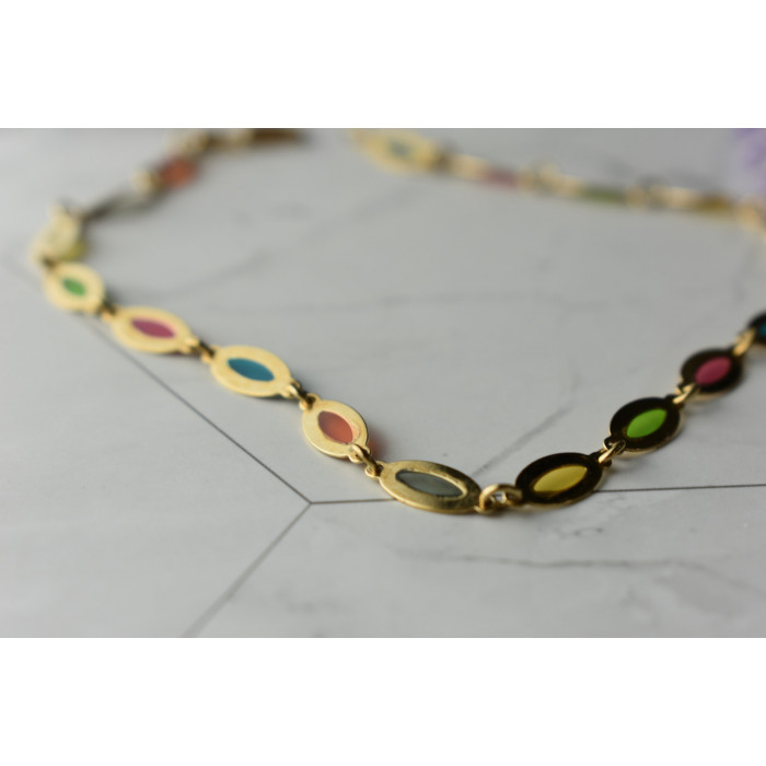 Sky Jewelry Золотой браслет на ногу 14К (585 проба ) с разноцветными вставками из Эмали