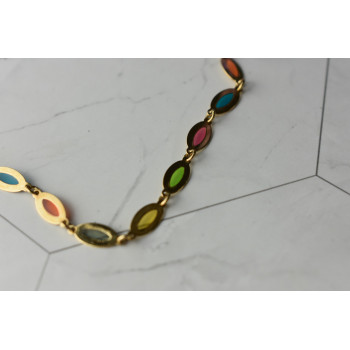 Sky Jewelry Золотой браслет на ногу 14К (585 проба ) с разноцветными вставками из Эмали