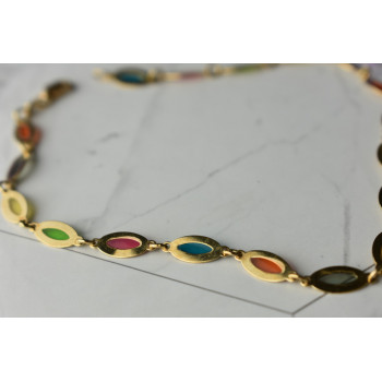 Sky Jewelry Золотой браслет на ногу 14К (585 проба ) с разноцветными вставками из Эмали