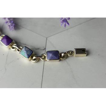 Sky Jewelry Серебряный браслет 925 пробы с разноцветными камнями Яшма