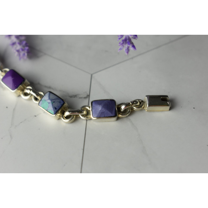 Sky Jewelry Серебряный браслет 925 пробы с разноцветными камнями Яшма