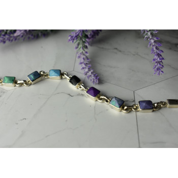 Sky Jewelry Серебряный браслет 925 пробы с разноцветными камнями Яшма