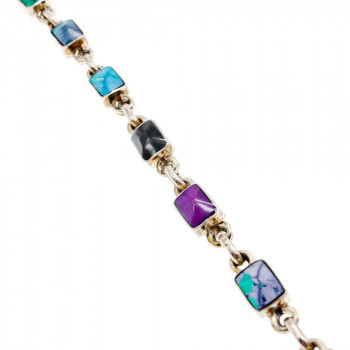 Sky Jewelry Серебряный браслет 925 пробы с разноцветными камнями Яшма