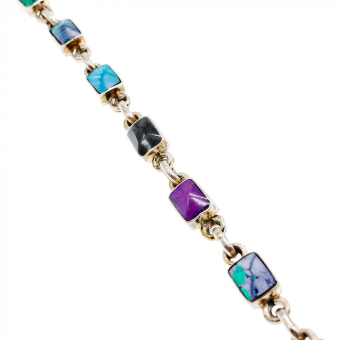 Sky Jewelry Серебряный браслет 925 пробы с разноцветными камнями Яшма