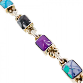 Sky Jewelry Серебряный браслет 925 пробы с разноцветными камнями Яшма