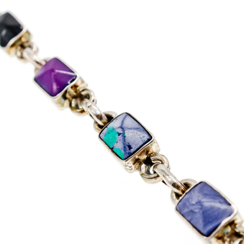 Sky Jewelry Серебряный браслет 925 пробы с разноцветными камнями Яшма
