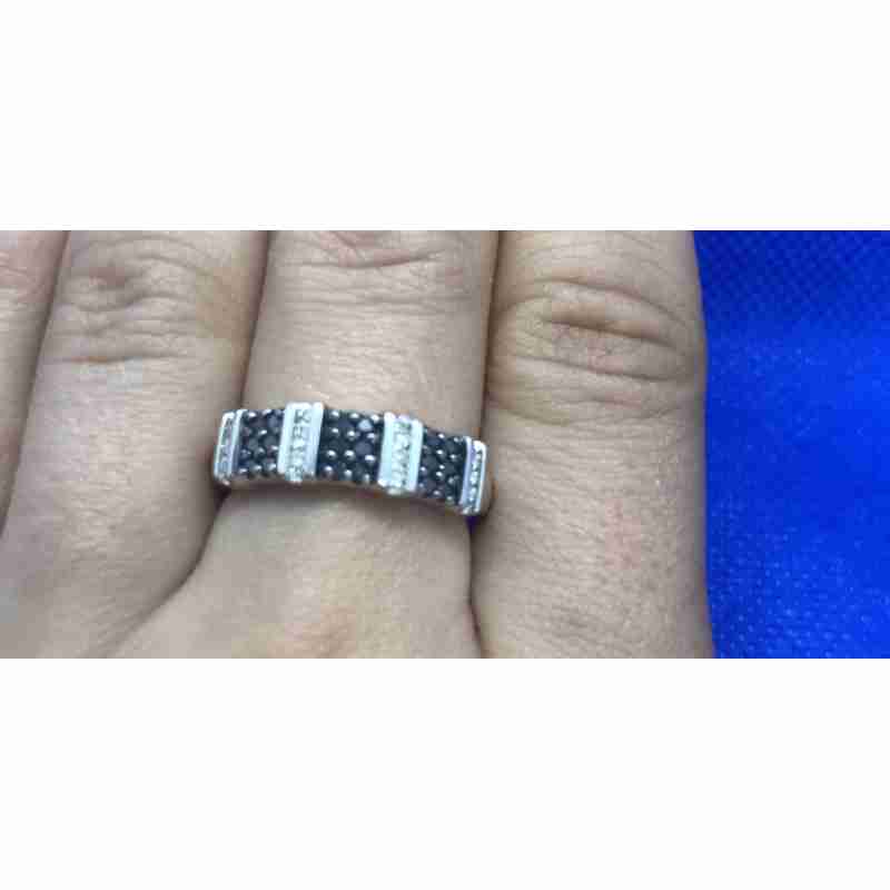 Sky Jewelry Серебряное кольцо с  камнями Черная шпинель