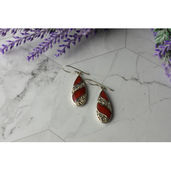 Sky Jewelry Винтажные Серебряные серьги  с красной Яшмой