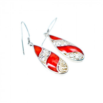 Sky Jewelry Винтажные Серебряные серьги  с красной Яшмой