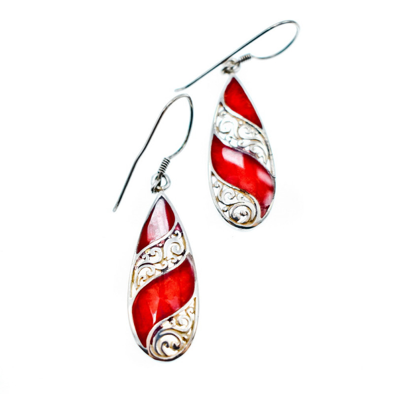 Sky Jewelry Винтажные Серебряные серьги  с красной Яшмой