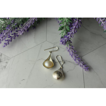 Sky Jewelry Серебряные серьги с Жемчугом Italy 925 проба