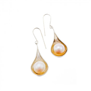 Sky Jewelry Серебряные серьги с Жемчугом Italy 925 проба