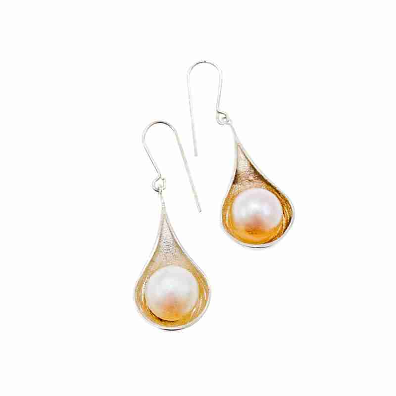 Sky Jewelry Серебряные серьги с Жемчугом Italy 925 проба