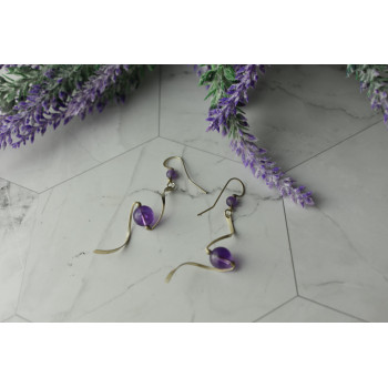 Sky Jewelry Дизайнерские Серебряные серьги ручной работы с Аметистом