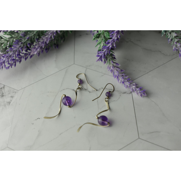 Sky Jewelry Дизайнерские Серебряные серьги ручной работы с Аметистом