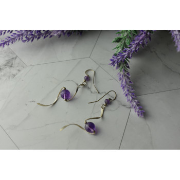 Sky Jewelry Дизайнерские Серебряные серьги ручной работы с Аметистом
