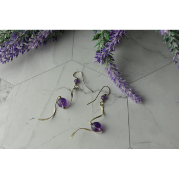 Sky Jewelry Дизайнерские Серебряные серьги ручной работы с Аметистом