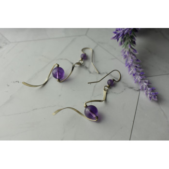 Sky Jewelry Дизайнерские Серебряные серьги ручной работы с Аметистом