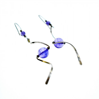 Sky Jewelry Дизайнерские Серебряные серьги ручной работы с Аметистом