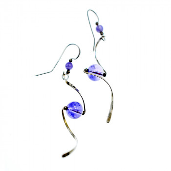 Sky Jewelry Дизайнерские Серебряные серьги ручной работы с Аметистом