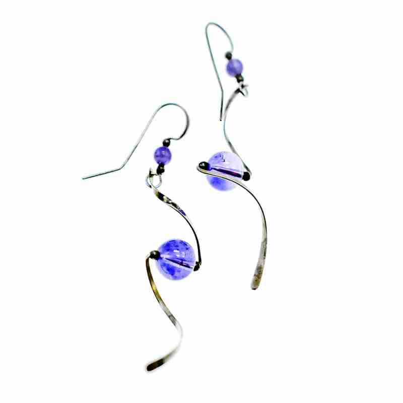 Sky Jewelry Дизайнерские Серебряные серьги ручной работы с Аметистом