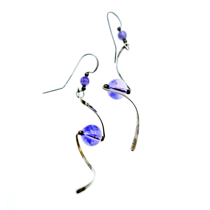 Sky Jewelry Дизайнерские Серебряные серьги ручной работы с Аметистом