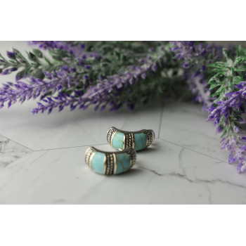 Sky Jewelry Серебряные серьги-гвоздики  с Бирюзой 925 проба