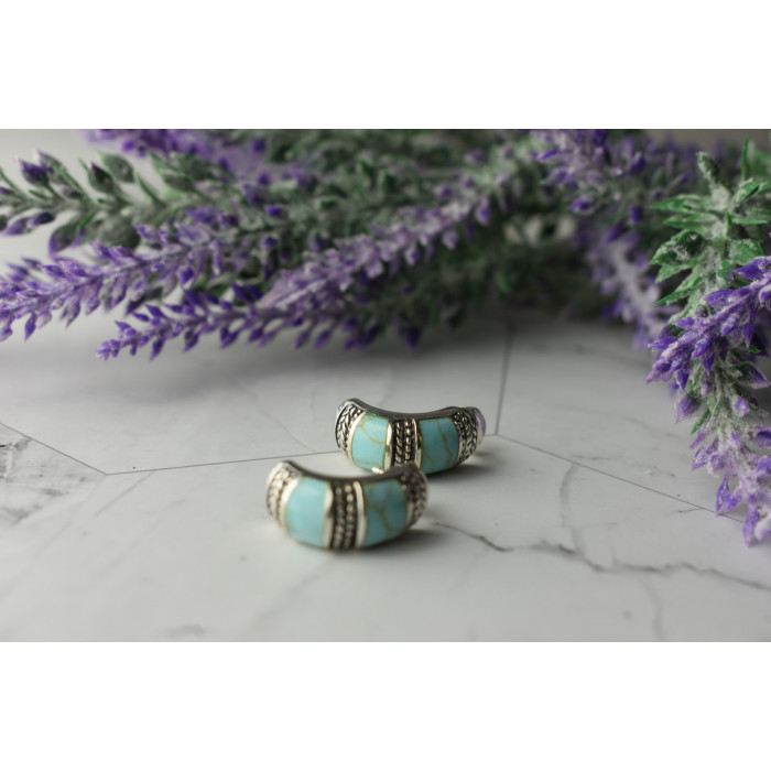 Sky Jewelry Серебряные серьги-гвоздики  с Бирюзой 925 проба