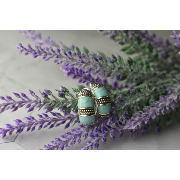 Sky Jewelry Серебряные серьги-гвоздики  с Бирюзой 925 проба