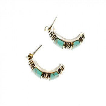 Sky Jewelry Серебряные серьги-гвоздики  с Бирюзой 925 проба