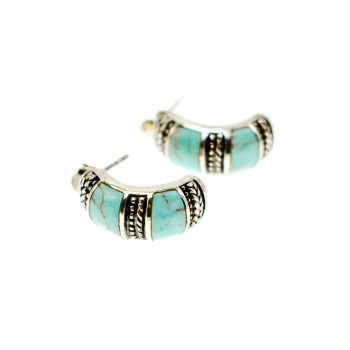 Sky Jewelry Серебряные серьги-гвоздики  с Бирюзой 925 проба