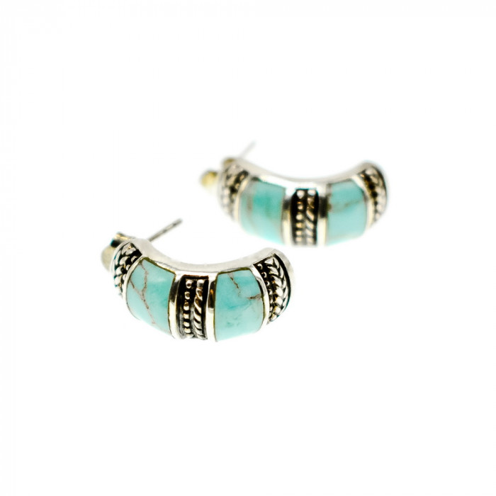 Sky Jewelry Серебряные серьги-гвоздики  с Бирюзой 925 проба