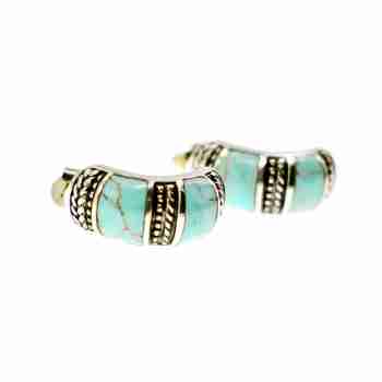 Sky Jewelry Серебряные серьги-гвоздики  с Бирюзой 925 проба