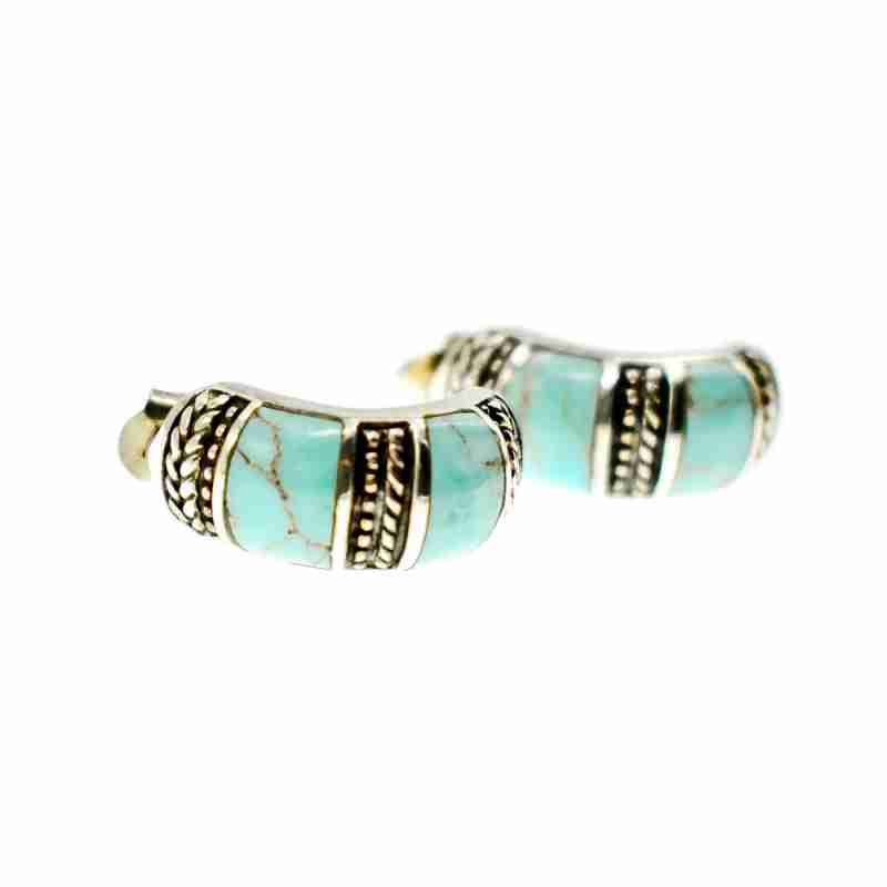 Sky Jewelry Серебряные серьги-гвоздики  с Бирюзой 925 проба