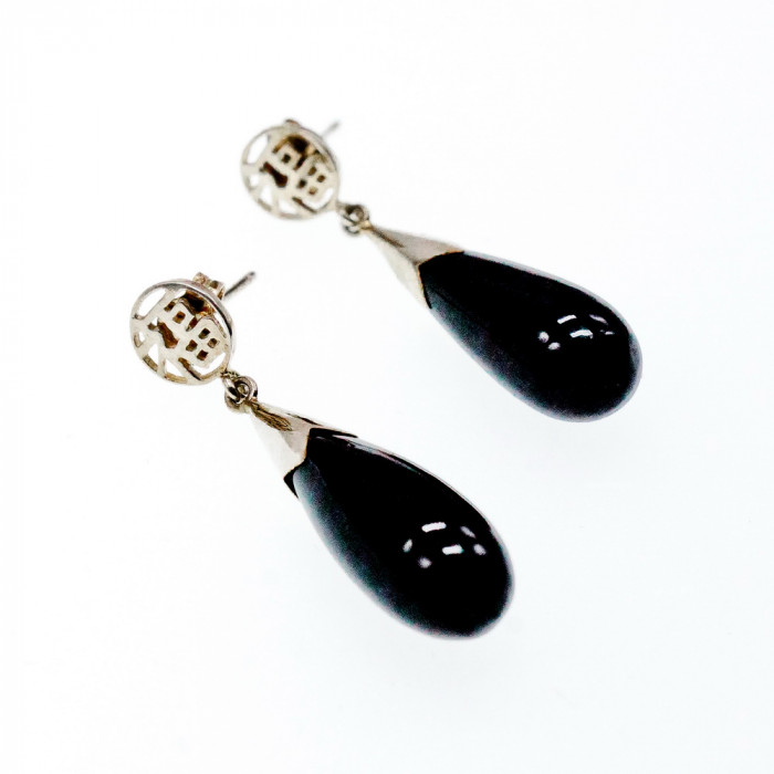 Sky Jewelry Серебряные серьги-гвоздики  с черной Яшмой