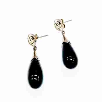Sky Jewelry Серебряные серьги-гвоздики  с черной Яшмой