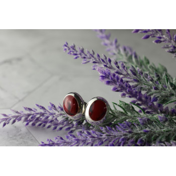 Sky Jewelry Серебряные серьги-гвоздики  925 пробы с красной Яшмой