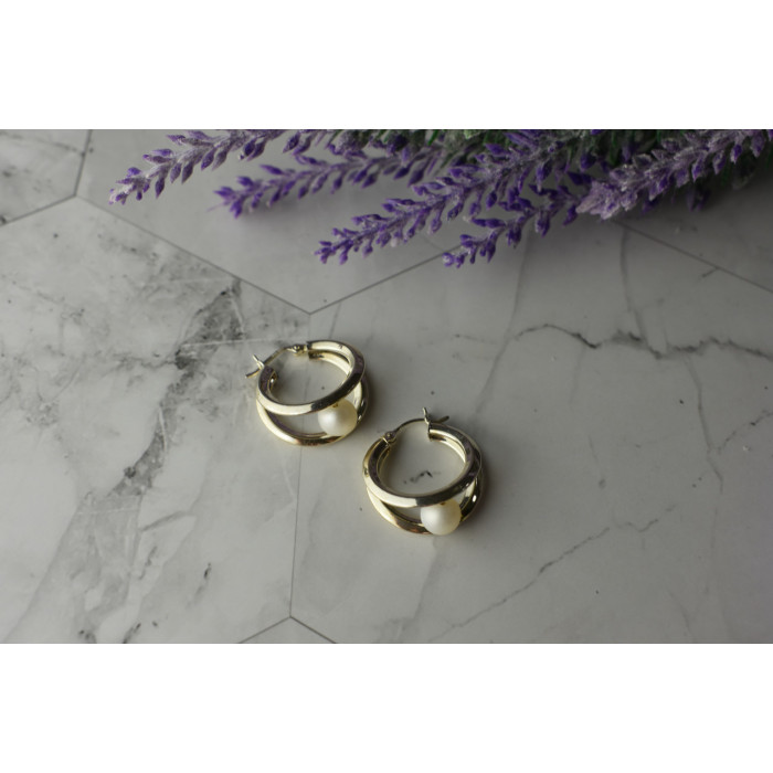 Sky Jewelry Стильные Серебряные серьги с Жемчугом