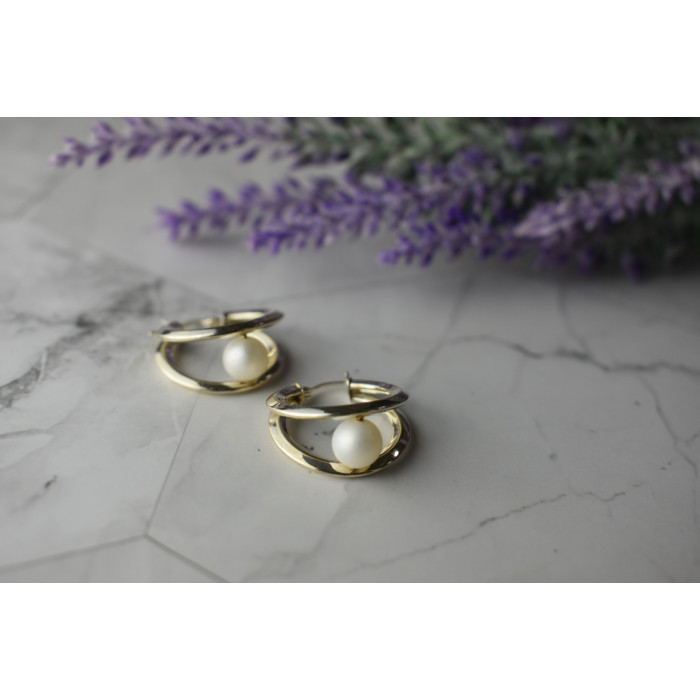 Sky Jewelry Стильные Серебряные серьги с Жемчугом