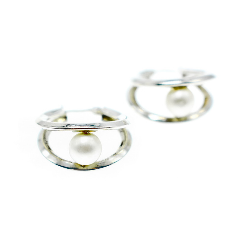 Sky Jewelry Стильные Серебряные серьги с Жемчугом