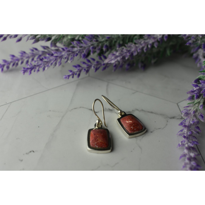 Sky Jewelry Винтажные Серебряные серьги с Яшмой 925 проба