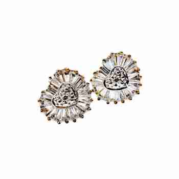 Sky Jewelry Серебряные серьги-гвоздики  в позолоте  с фианитами *Сердце