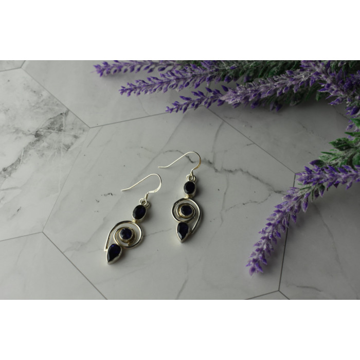 Sky Jewelry Серебряные серьги  с  Иолитом 925 проба