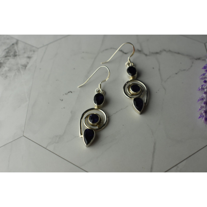 Sky Jewelry Серебряные серьги  с  Иолитом 925 проба