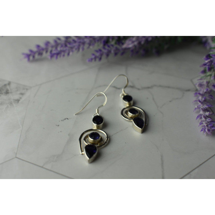 Sky Jewelry Серебряные серьги  с  Иолитом 925 проба