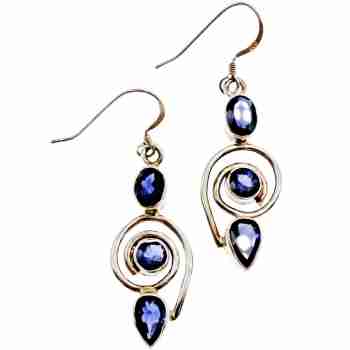 Sky Jewelry Серебряные серьги  с  Иолитом 925 проба