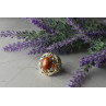 Sky Jewelry Элегантное Серебряное кольцо  с Янтарем и камнями Спессартин