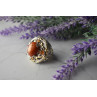 Sky Jewelry Элегантное Серебряное кольцо  с Янтарем и камнями Спессартин