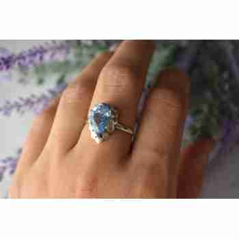 Sky Jewelry Винтажное Серебряное кольцо с топазом