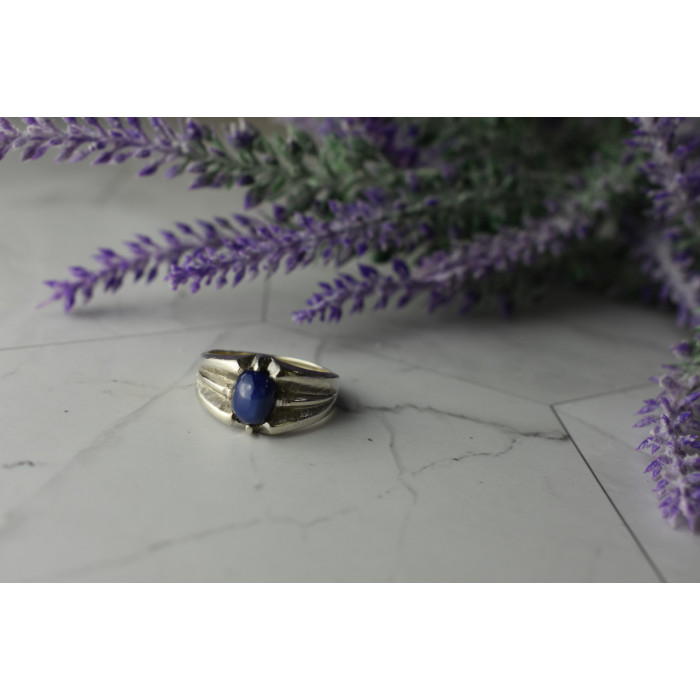Sky Jewelry Серебряное кольцо с камнем Синий Звездчатый Сапфир